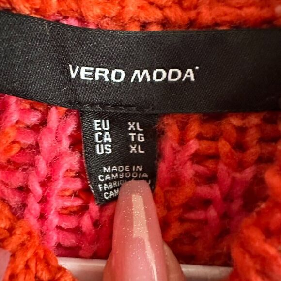Vero Moda Alecia Crewneck Sweater Women's Size XL Pink Red Houndstooth - Picture 4 of 9